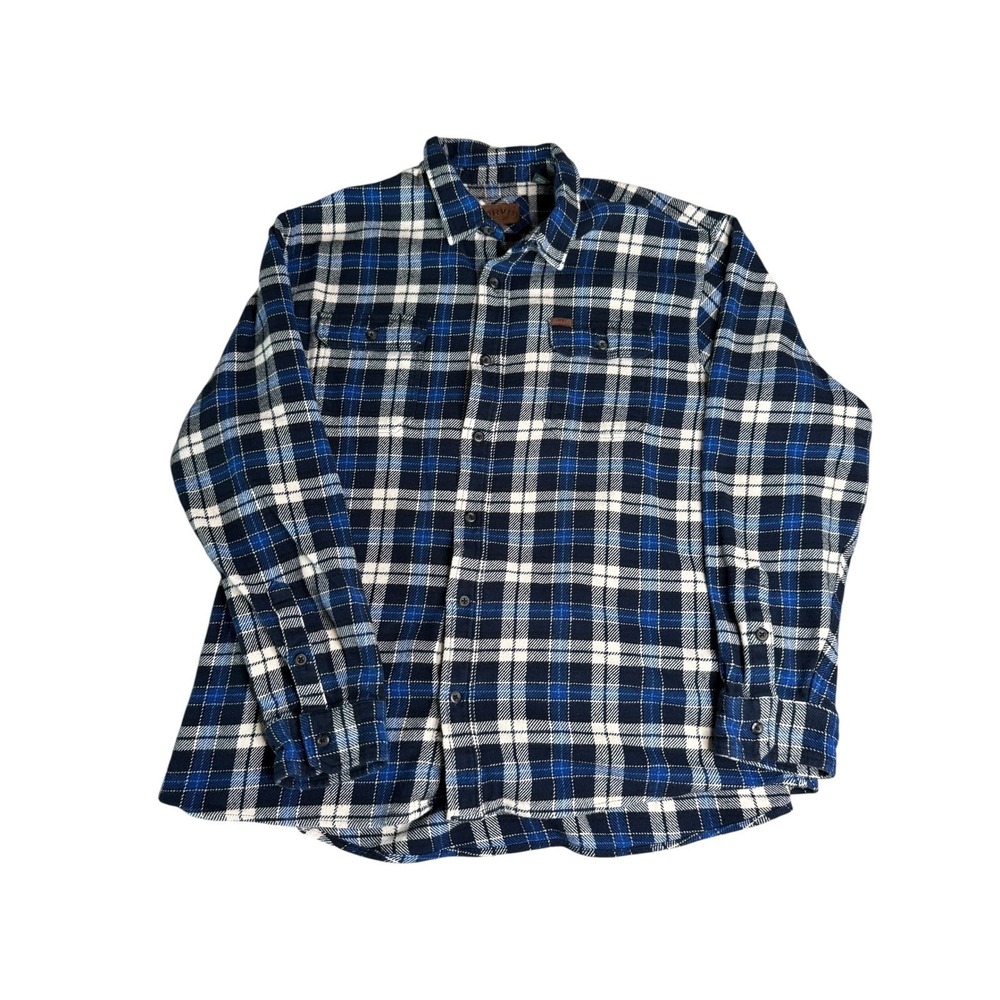 Orvis Classic Collection Mens 3XL Flannel Shirt Blue Plaid Long Sleeve